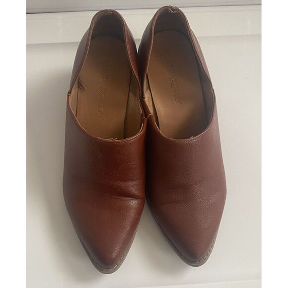 Cynthia Rowley Ankle Boots Cognac Color Eddie Slip-ons Block Heels Size 9 - Picture 5 of 15
